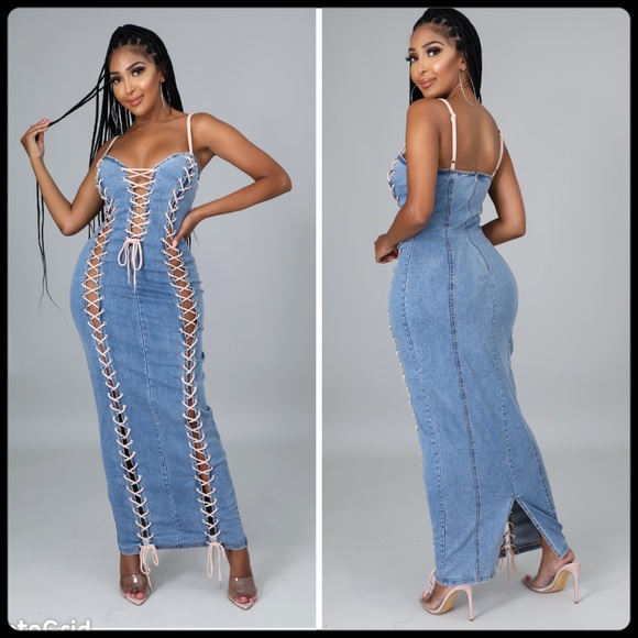 Laceup Denim dress - Picture 7 of 7